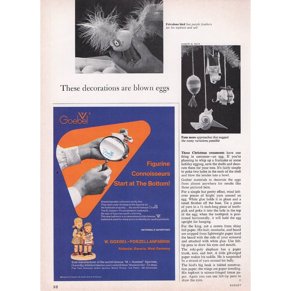 1972 W. Goebel Hummel Figurines Vintage Print Ad West Germany Porzellanfabrik